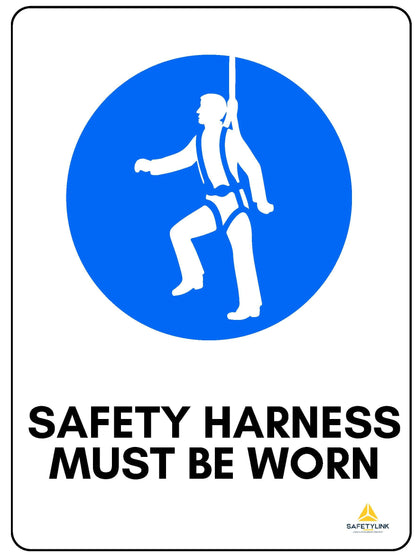 Warning Sign - Safety Harness Must Be Worn - Flat Type
