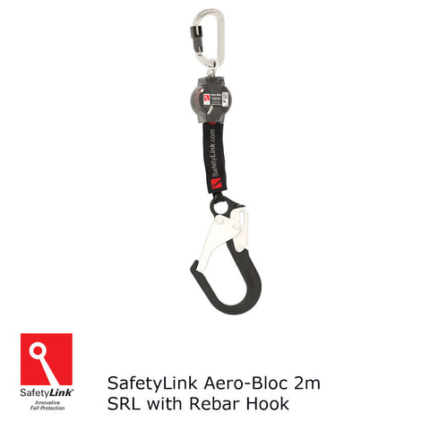 Aero-Bloc Self Retracting Lifeline 2m with Rebar Hook